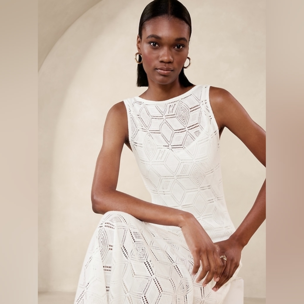 Banana Republic Lexia Lace Maxi Dress In White XS